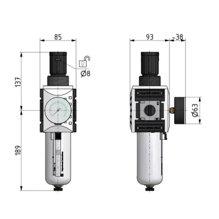 Filtroreduktor FUTURA G 1 cal, regulacja 0,5-16 bar, max 16 bar